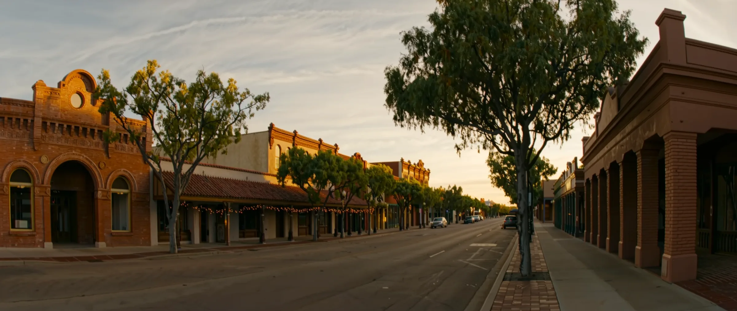 Wide cinematic view of La Mesa's historic Village district